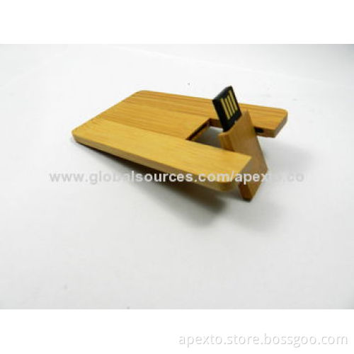 Wooden Card-shaped USB Flash Drive, Supports Plug-and-play Function, OEM/ODM Orders Accepted